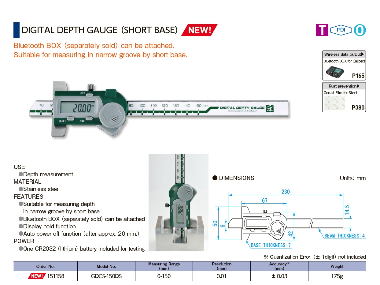 Ichiban Precision Sdn Bhd Sk Sk Digital Depth Gauge Short Base